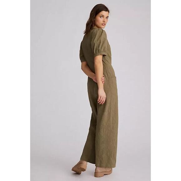 NWT Anthropologie The Odells Tamil Coveralls Olive Green Size 0 Utility Jumpsuit - Picture 2 of 16
